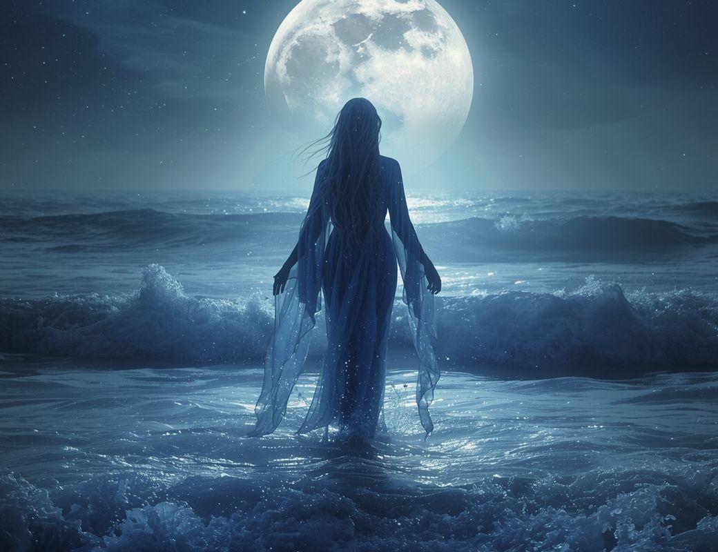 Illustration for Thalassa and the Moon: Sea Goddess of Primordial Depths