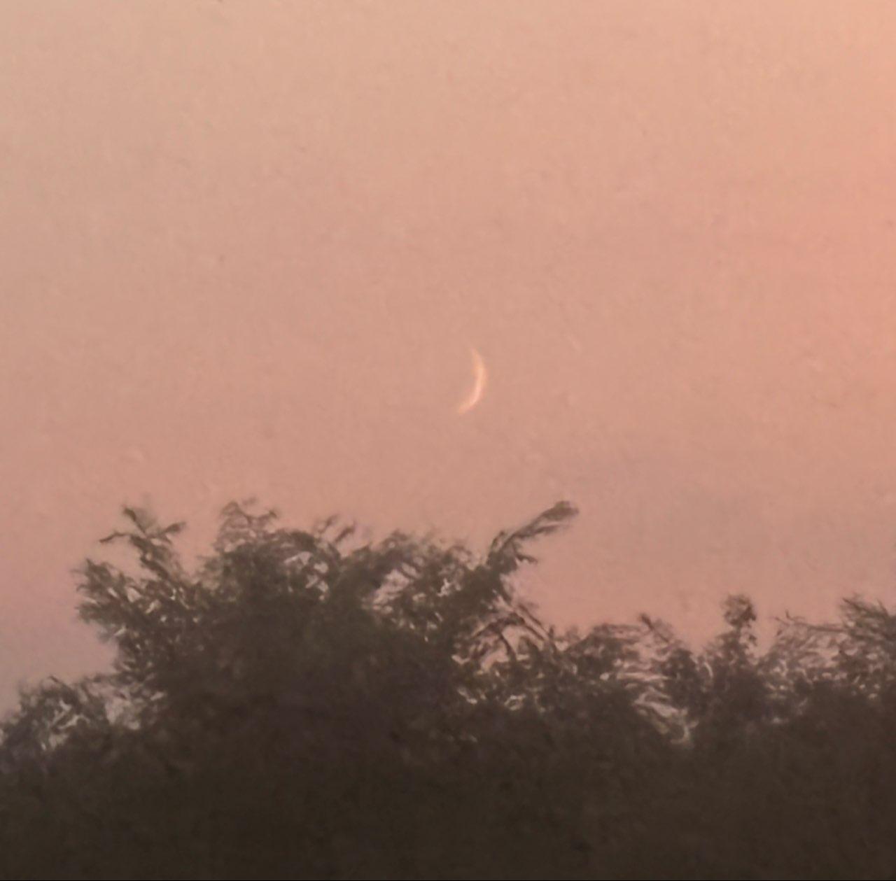 The Moon over Browns Mills, United States — waxing crescent, Lunar Day 3