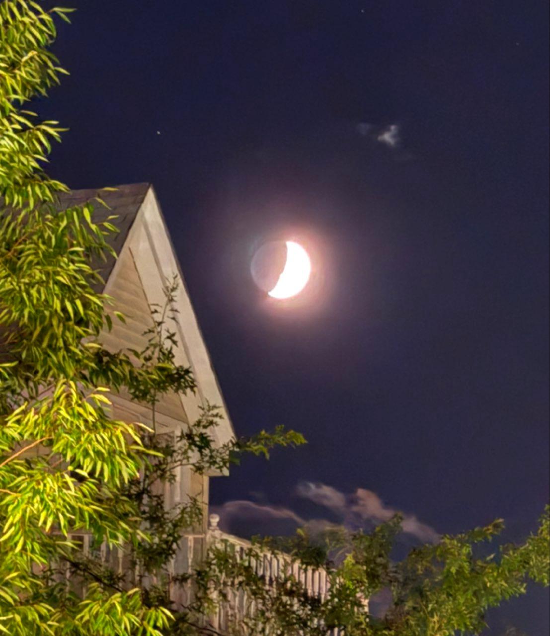 The Moon over Boston, United States — first quarter, Lunar Day 6