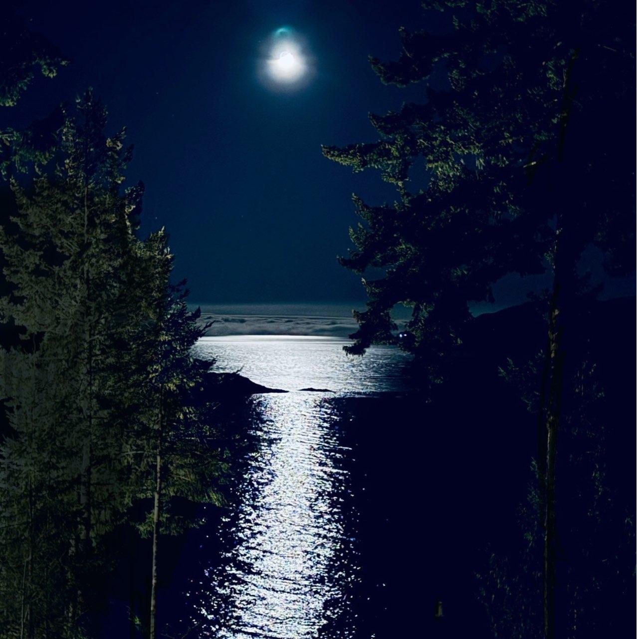 The Moon over Sunshine Coast, Canada — first quarter, Lunar Day 7