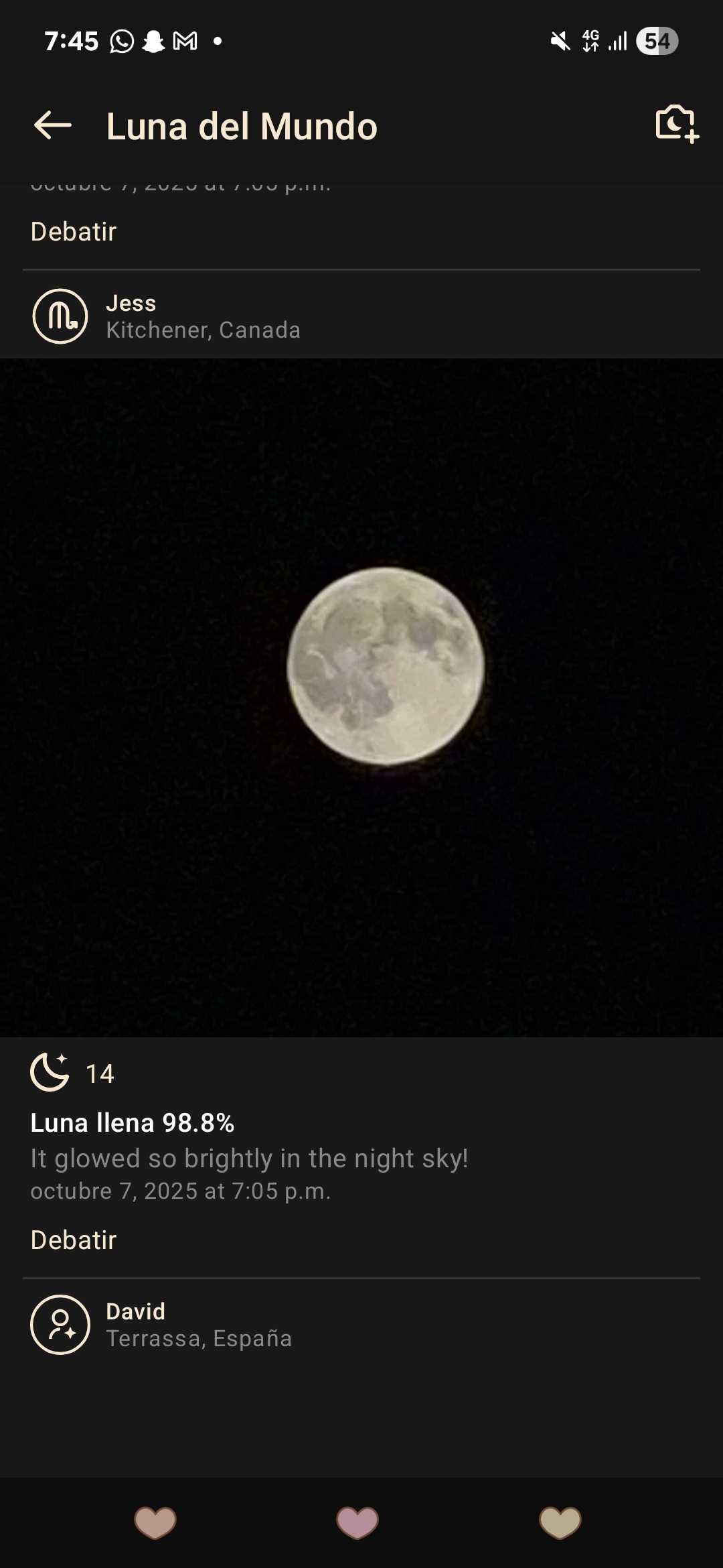 The Moon over Englewood, Estados Unidos — waning gibbous, Lunar Day 19