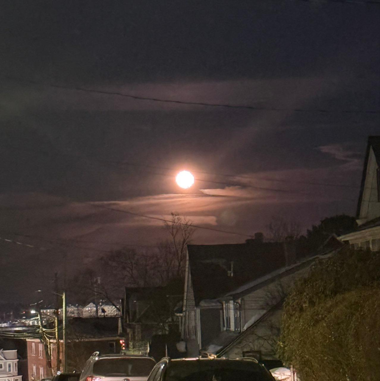 The Moon over Boston, United States — waning gibbous, Lunar Day 17