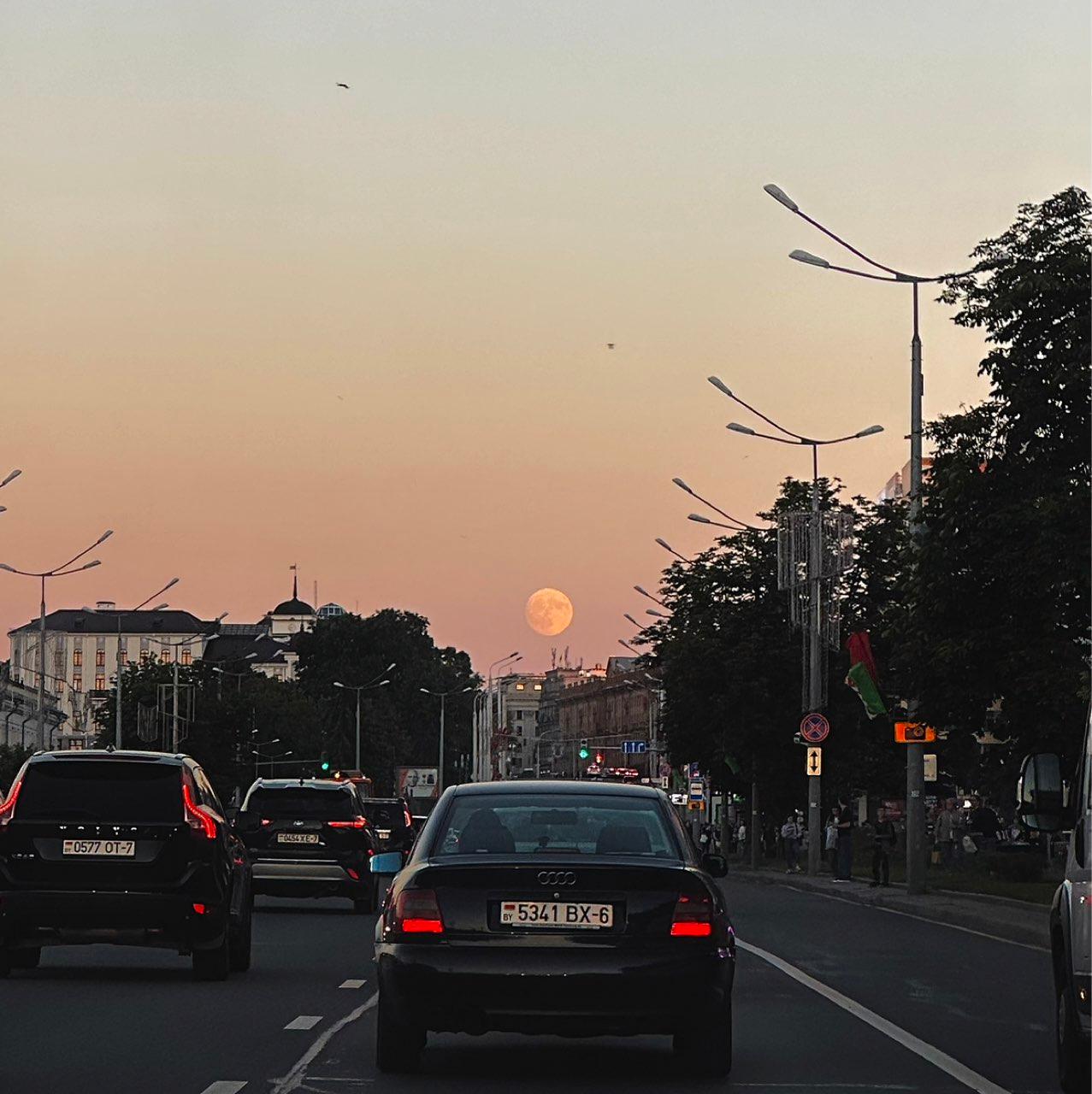 The Moon over Minsk, Belarus — full moon, Lunar Day 15