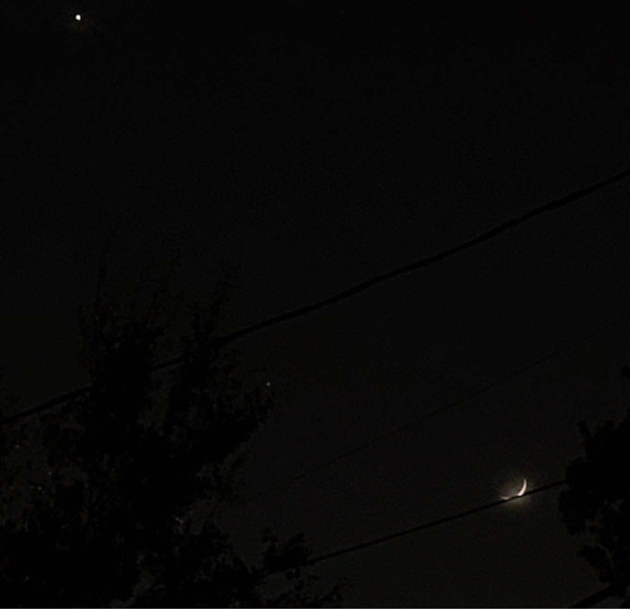 The Moon over Lake Charles, United States — waxing crescent, Lunar Day 3