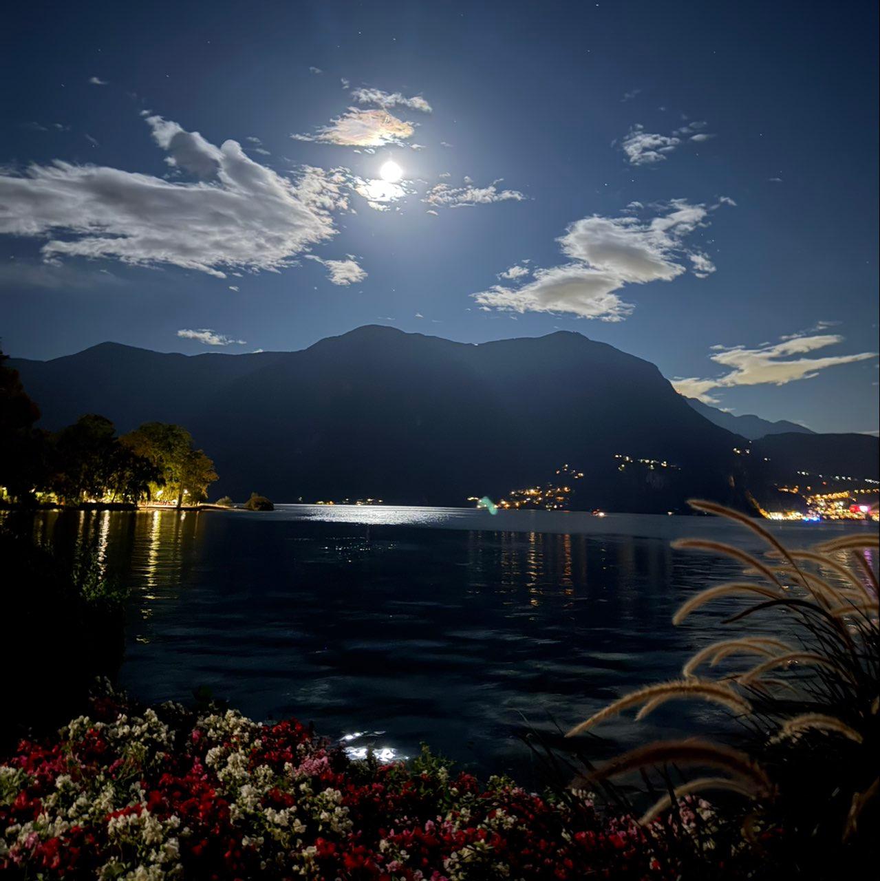 The Moon over Lugano, Switzerland — waxing gibbous, Lunar Day 15