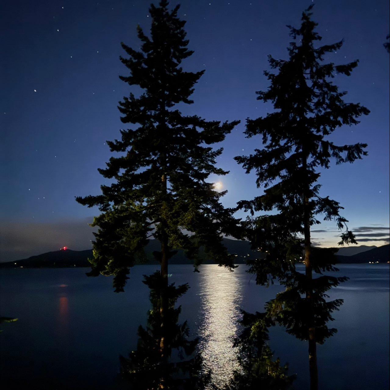 The Moon over Tofino, Canada — waxing crescent, Lunar Day 5