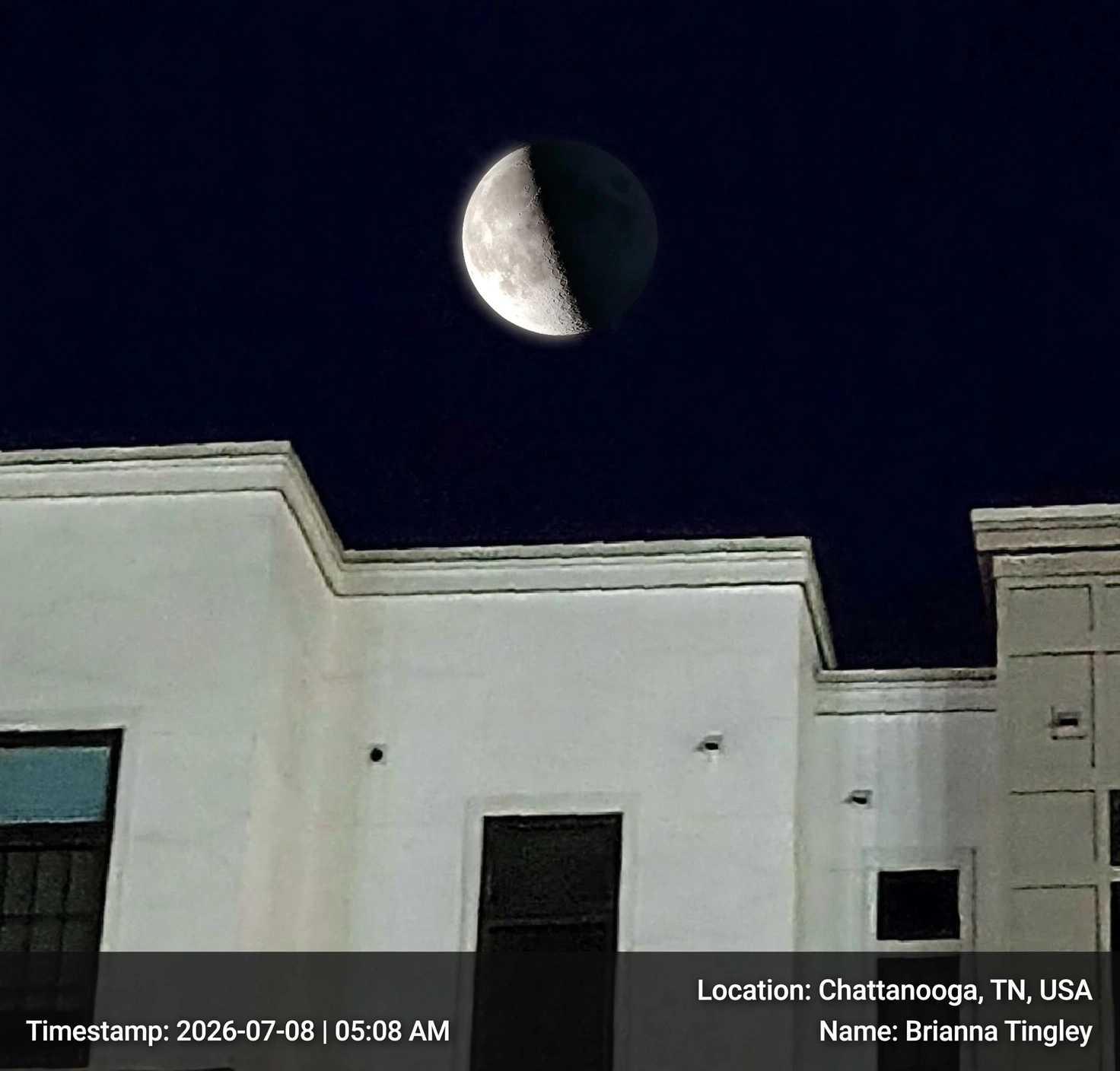 The Moon over Chattanooga, United States — last quarter, Lunar Day 24