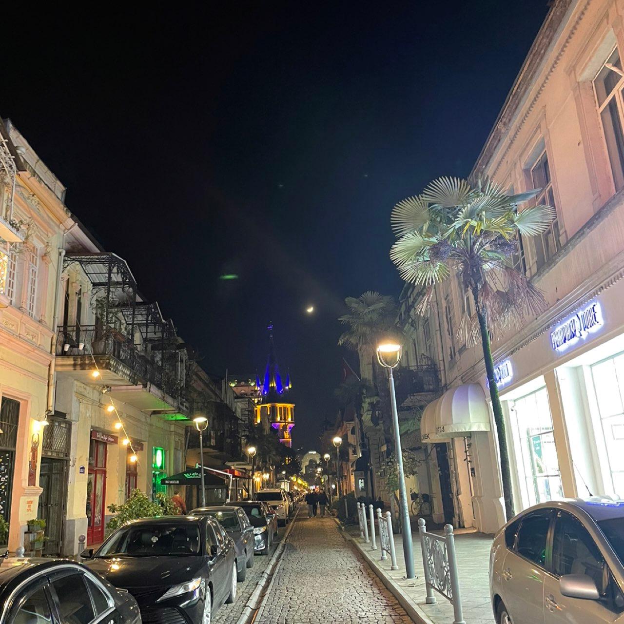 The Moon over Batumi, Georgia — first quarter, Lunar Day 7