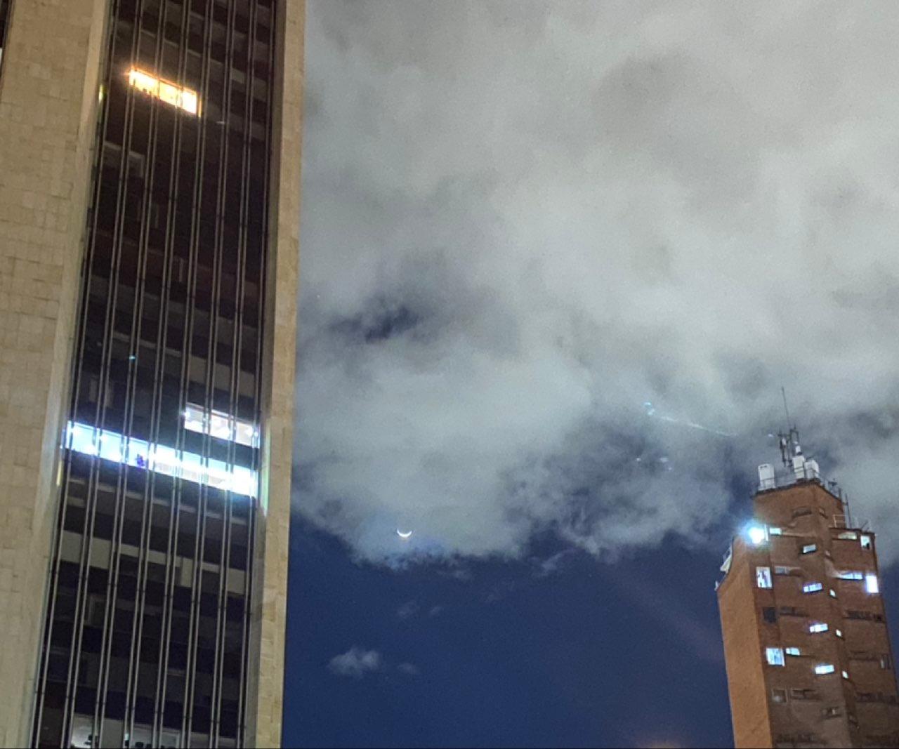 The Moon over Bogotá, Colombia — waxing crescent, Lunar Day 5