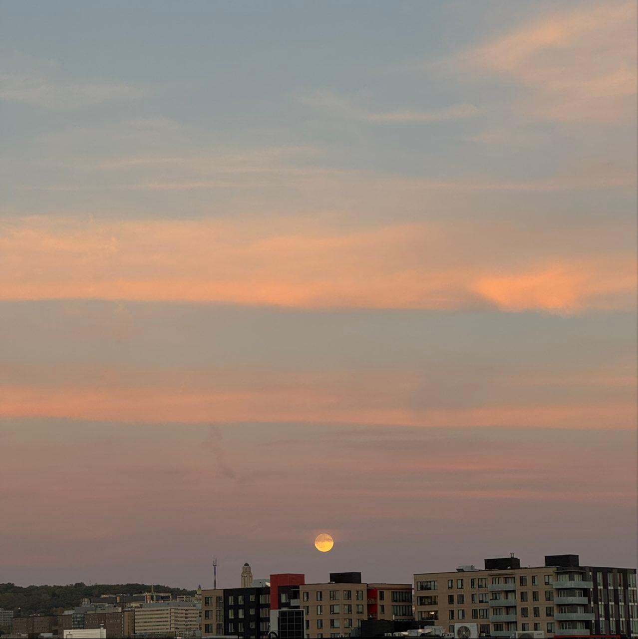 The Moon over Montréal, Canada — full moon, Lunar Day 16