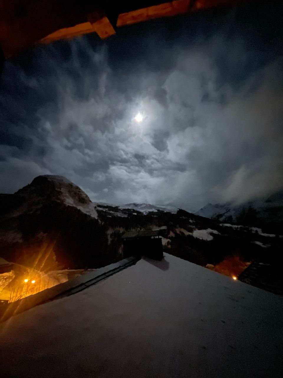The Moon over Les Belleville, France — full moon, Lunar Day 15