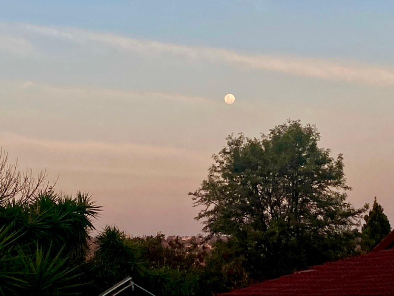 The Moon over Randburg, South Africa — full moon, Lunar Day 16