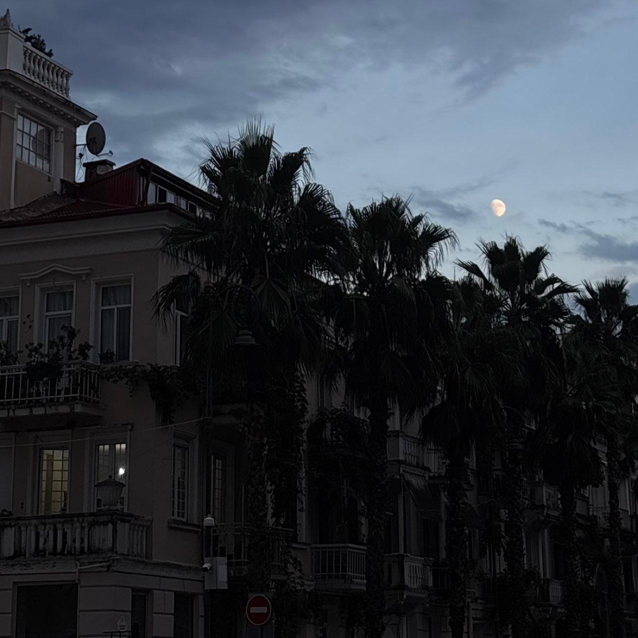 The Moon over Batumi, Georgia — full moon, Lunar Day 16