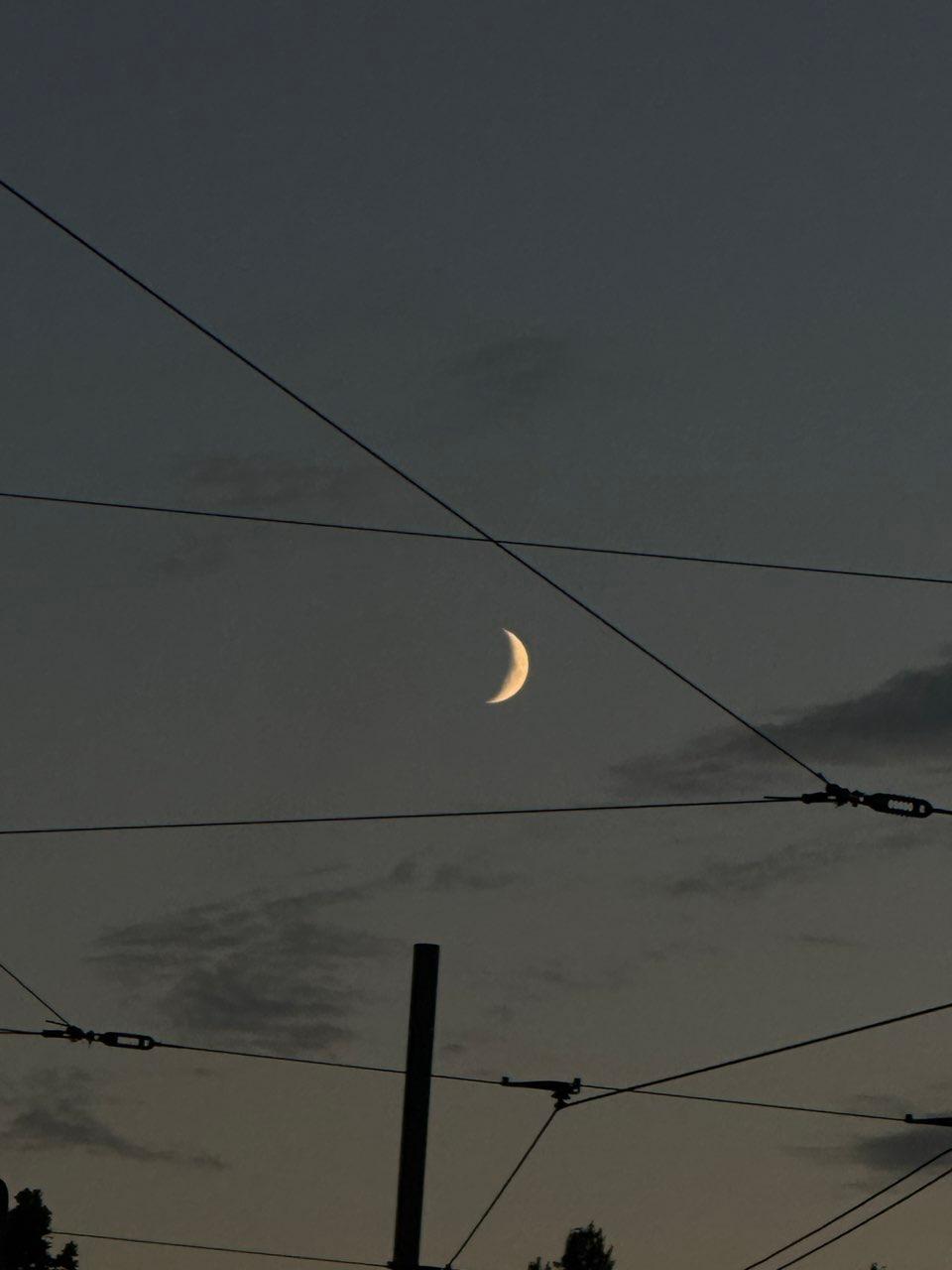 The Moon over Amsterdam, Netherlands — waxing crescent, Lunar Day 6