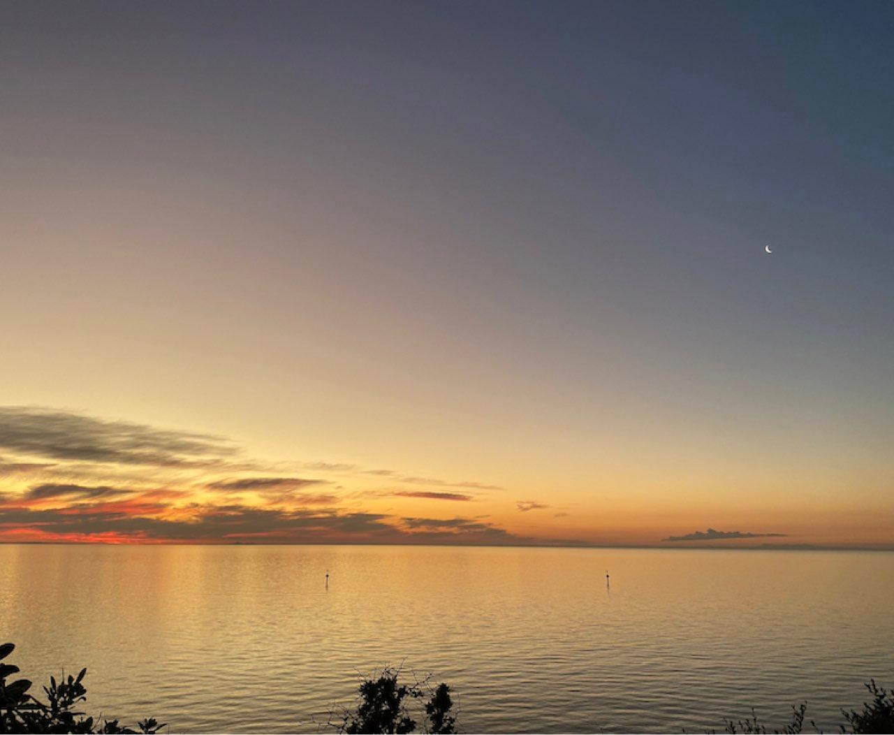 The Moon over Rye, Australia — waxing crescent, Lunar Day 5