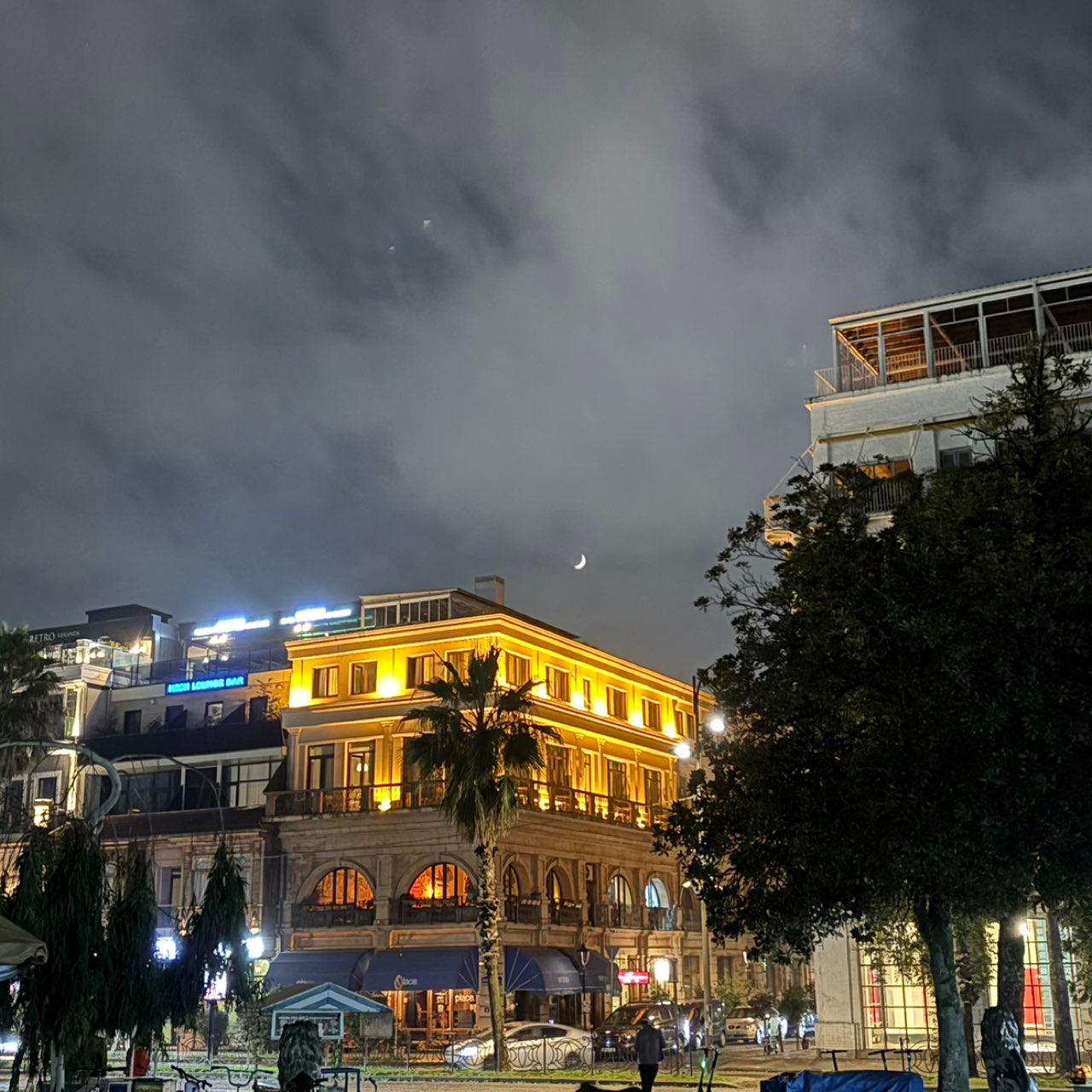 The Moon over Batumi, Georgia — waxing crescent, Lunar Day 6