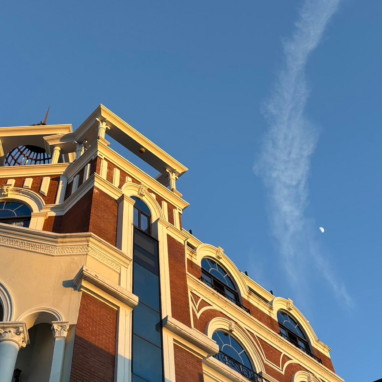 The Moon over Batumi, Georgia — first quarter, Lunar Day 10