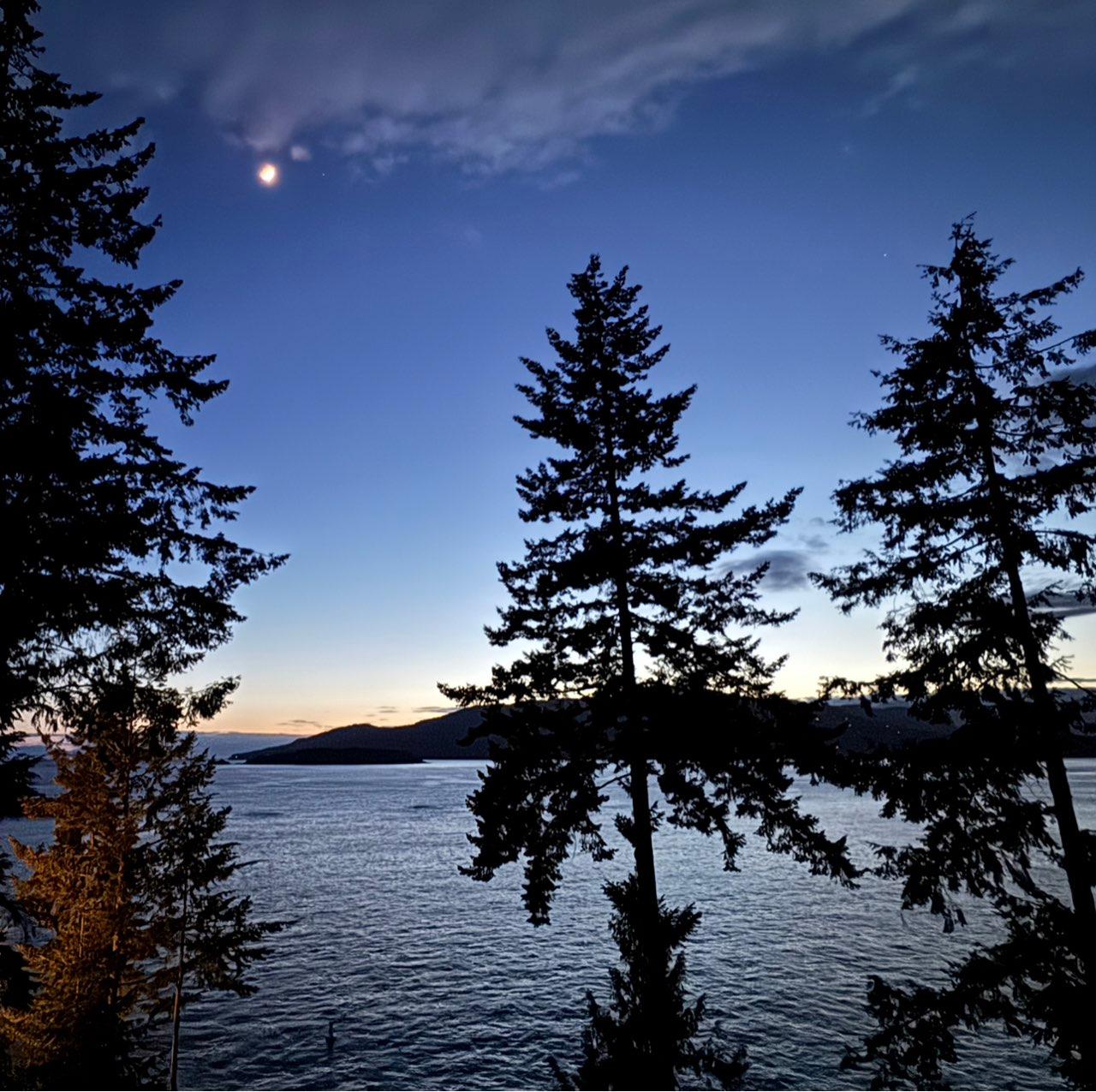 The Moon over Squamish-Lillooet, Canada — waxing crescent, Lunar Day 6