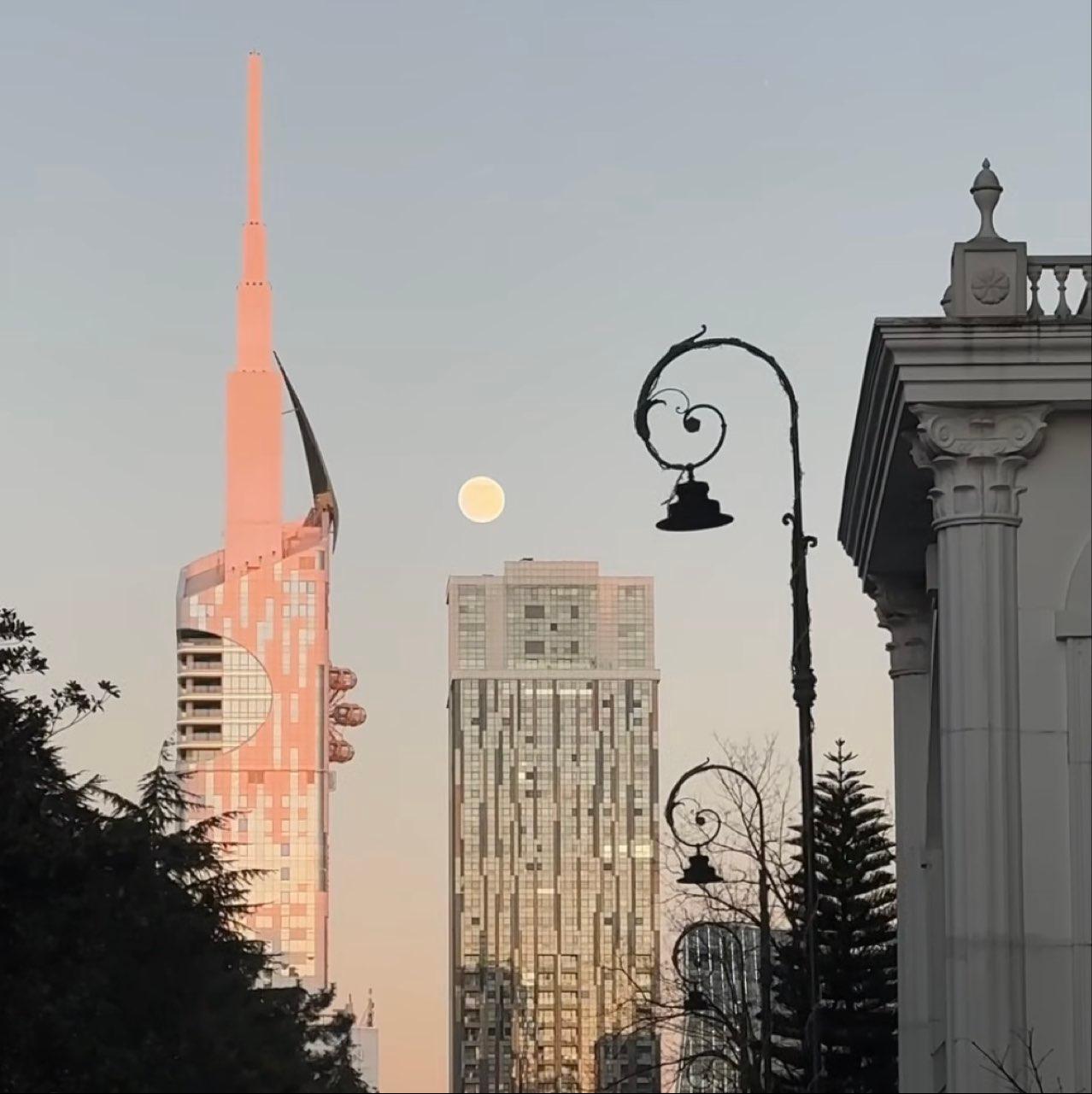 The Moon over Batumi, Georgia — full moon, Lunar Day 16