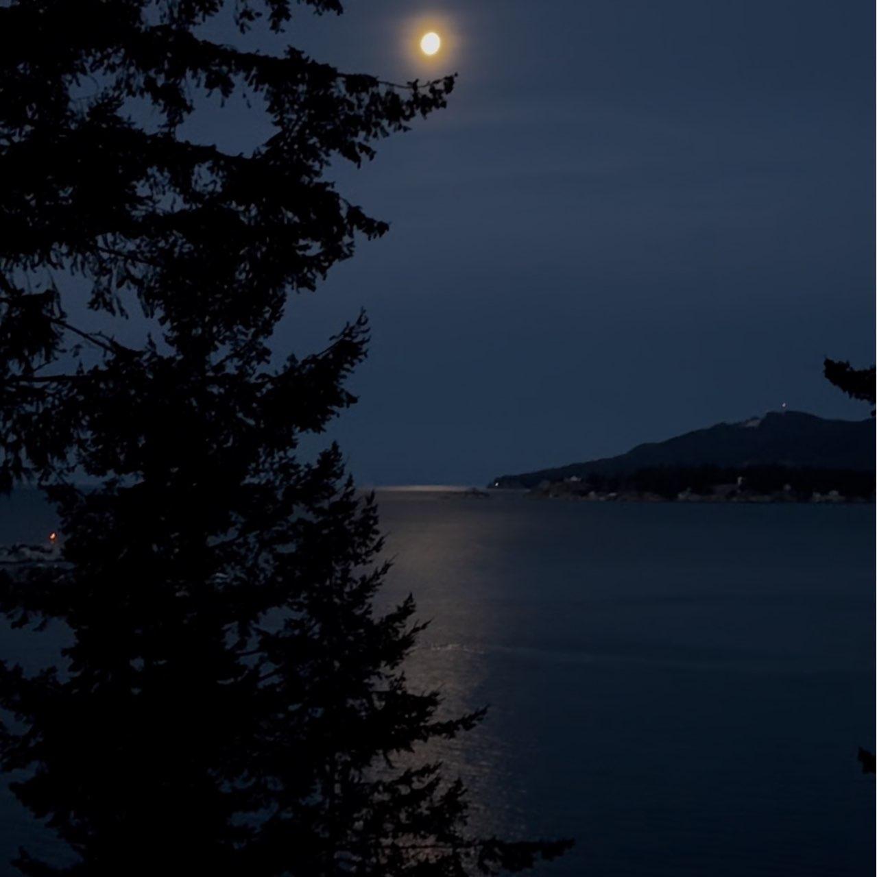 The Moon over Sunshine Coast, Canada — waning gibbous, Lunar Day 17