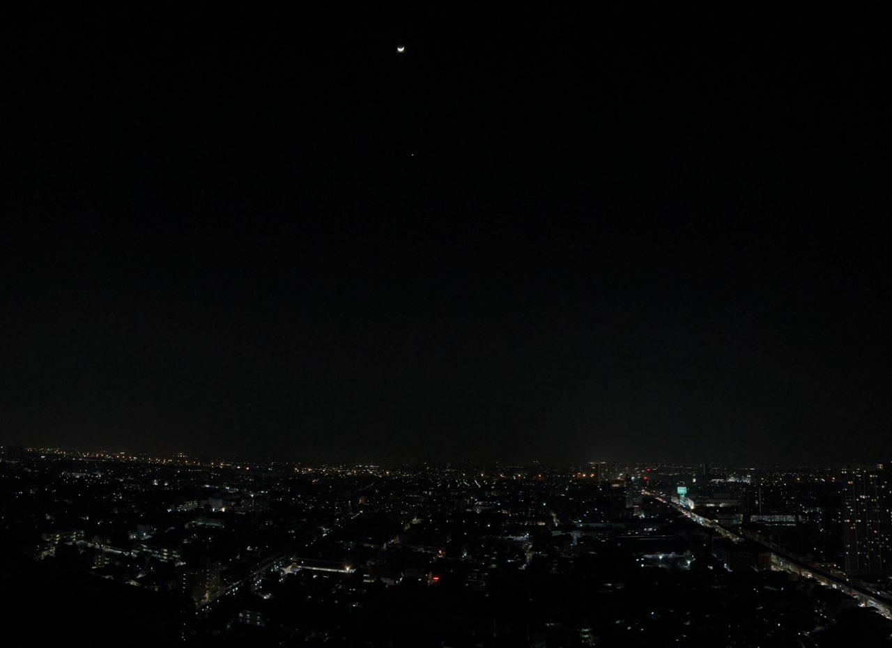 The Moon over Bangkok, Thailand — waxing crescent, Lunar Day 6