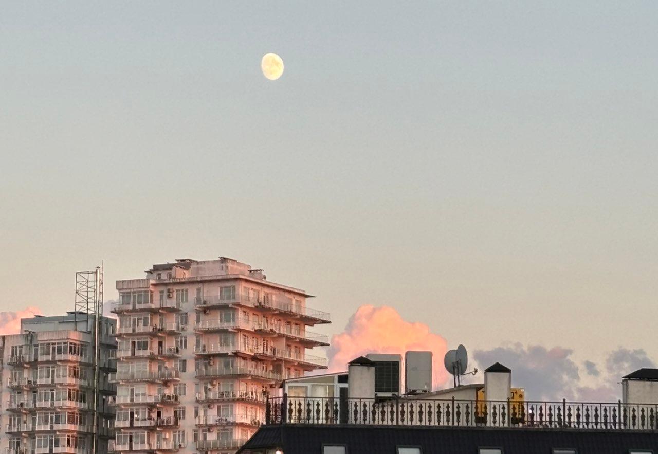 The Moon over Batumi, Georgia — waxing gibbous, Lunar Day 13