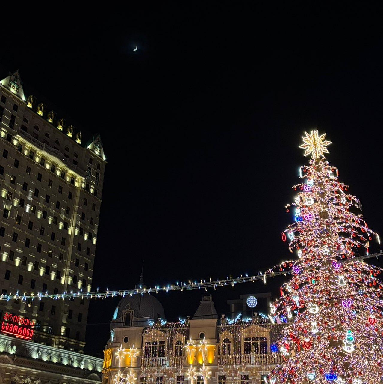 The Moon over Batumi, Georgia — first quarter, Lunar Day 10