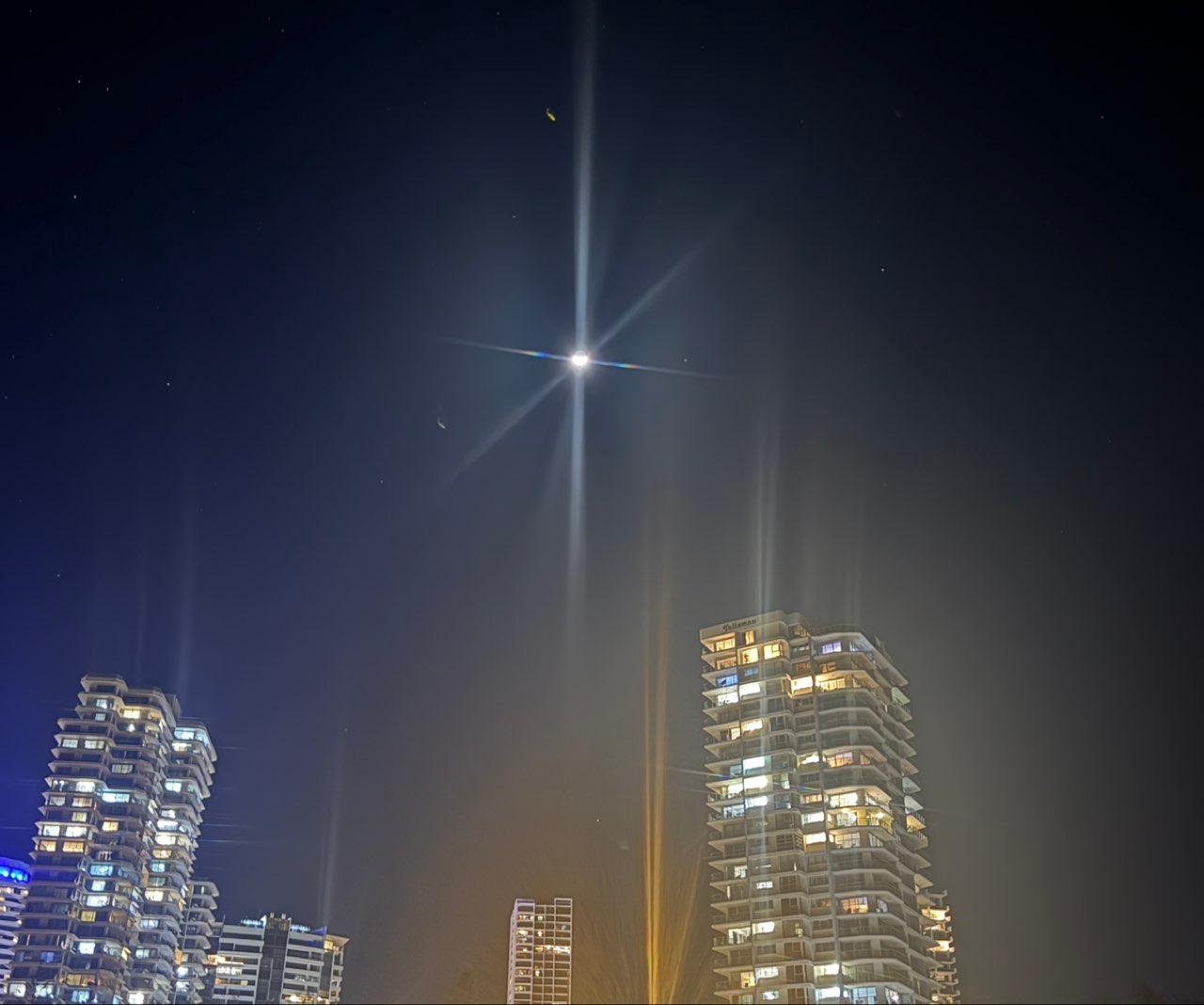 The Moon over Broadbeach, Australia — first quarter, Lunar Day 7