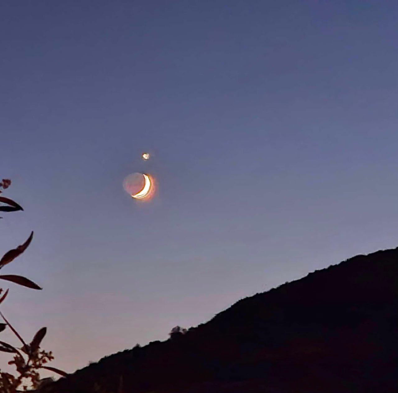 The Moon over Mainz, Deutschland — waxing crescent, Lunar Day 3