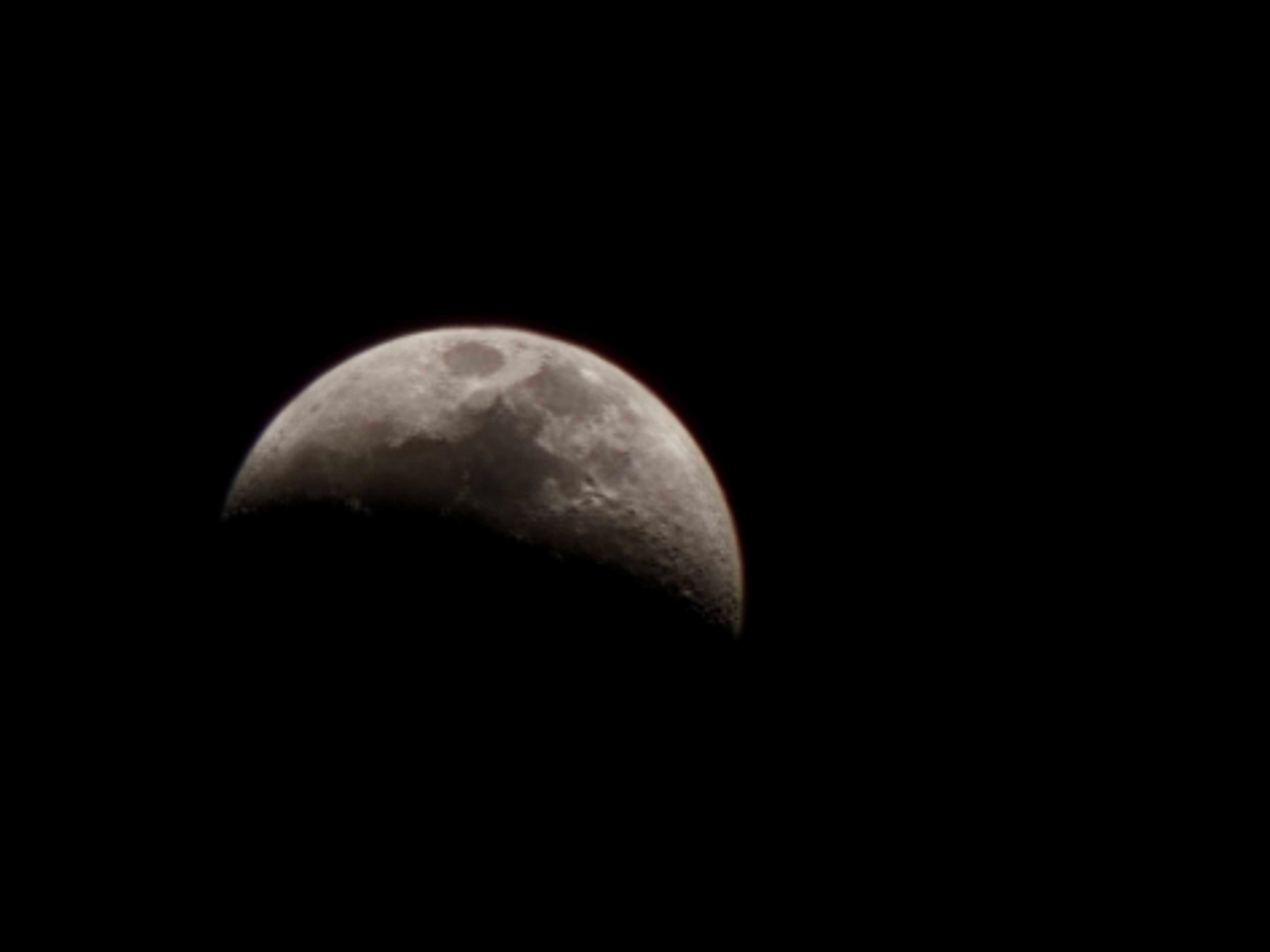 The Moon over Orillia, Canada — first quarter, Lunar Day 8