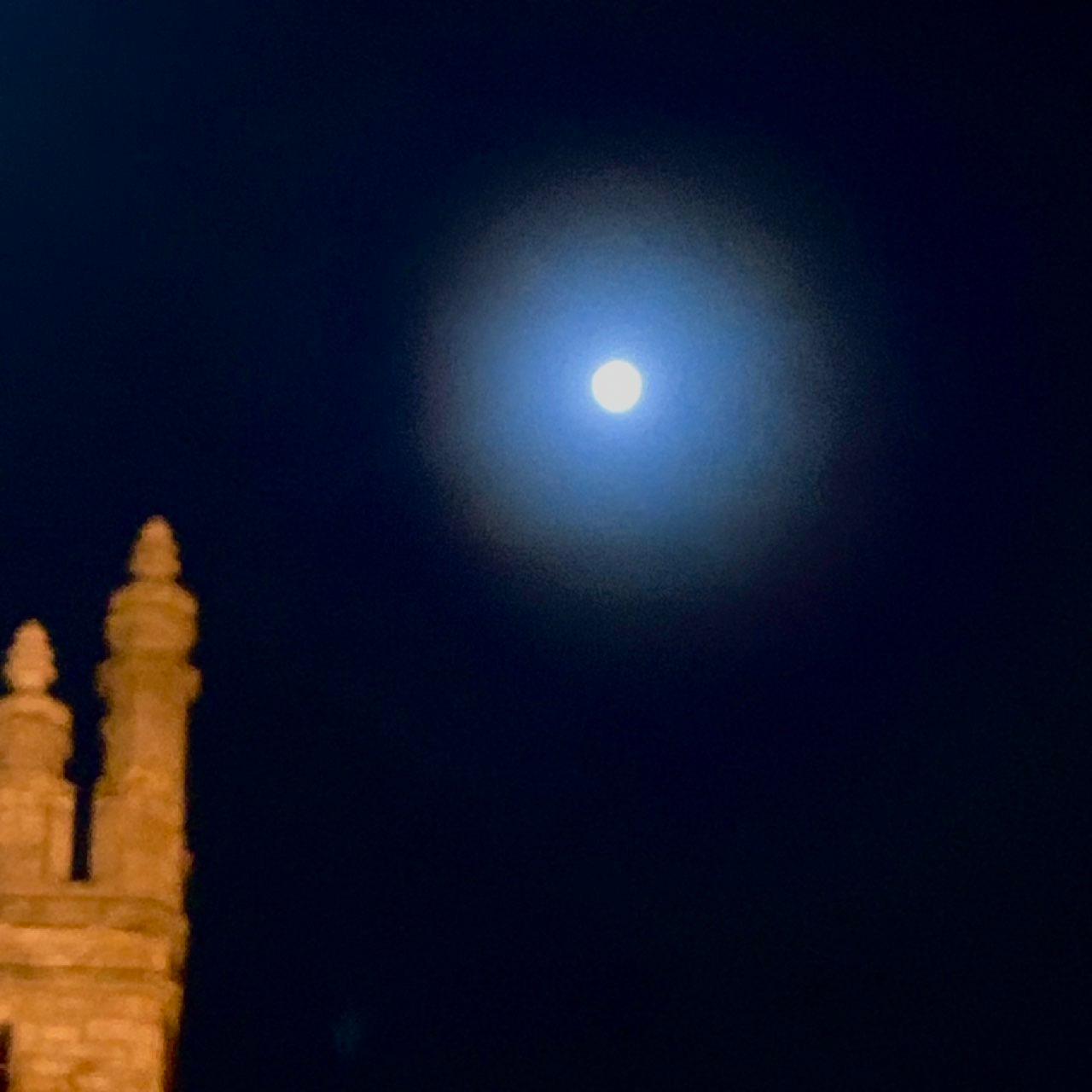 The Moon over Blackrock, Ireland — waxing gibbous, Lunar Day 13