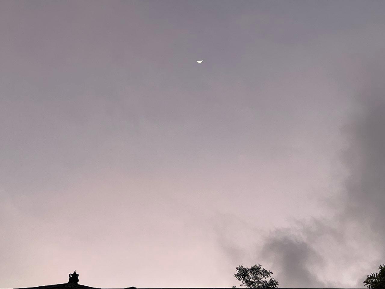 The Moon over Gianyar, Indonesia — waxing crescent, Lunar Day 7