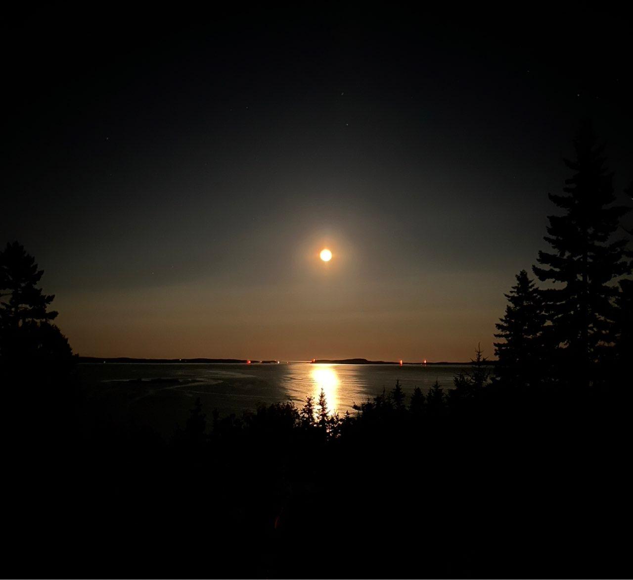 The Moon over St. Andrews, Canada — full moon, Lunar Day 16