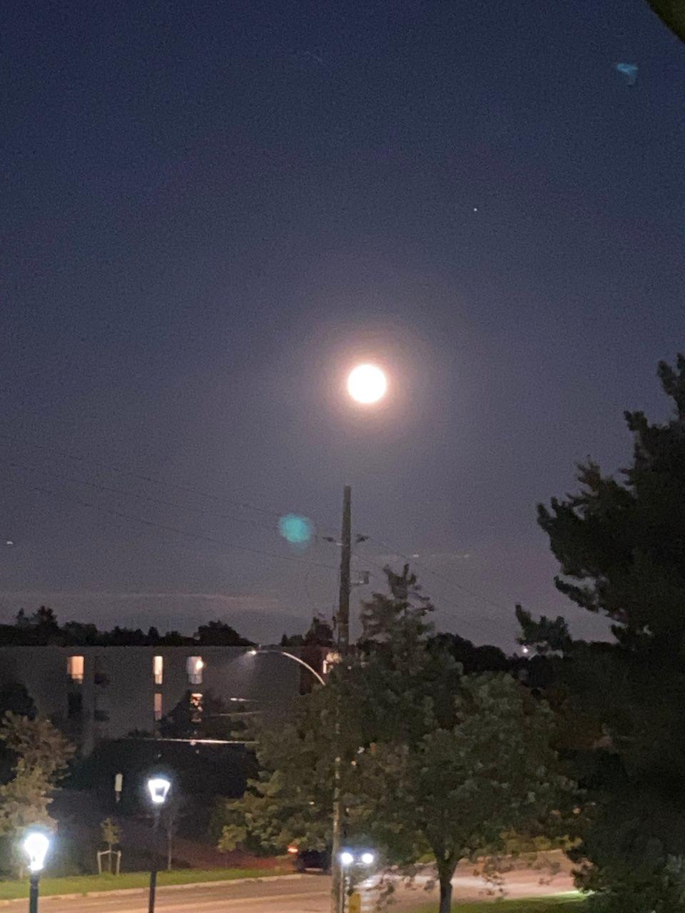 The Moon over Guelph, Canada — full moon, Lunar Day 16
