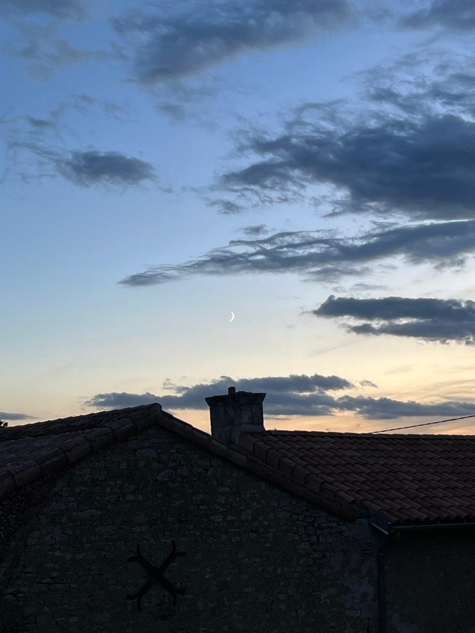 The Moon over Poitiers, France — waxing crescent, Lunar Day 5