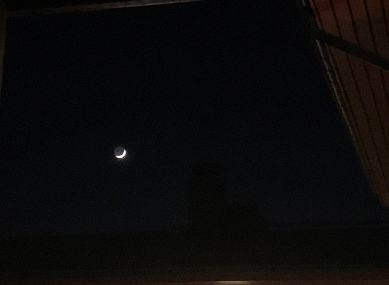 The Moon over Gävle, Sweden — waxing crescent, Lunar Day 3