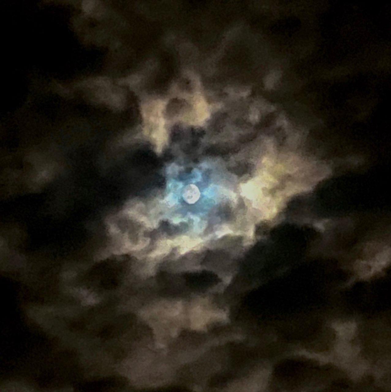 The Moon over Skerries, Ireland — waxing gibbous, Lunar Day 13