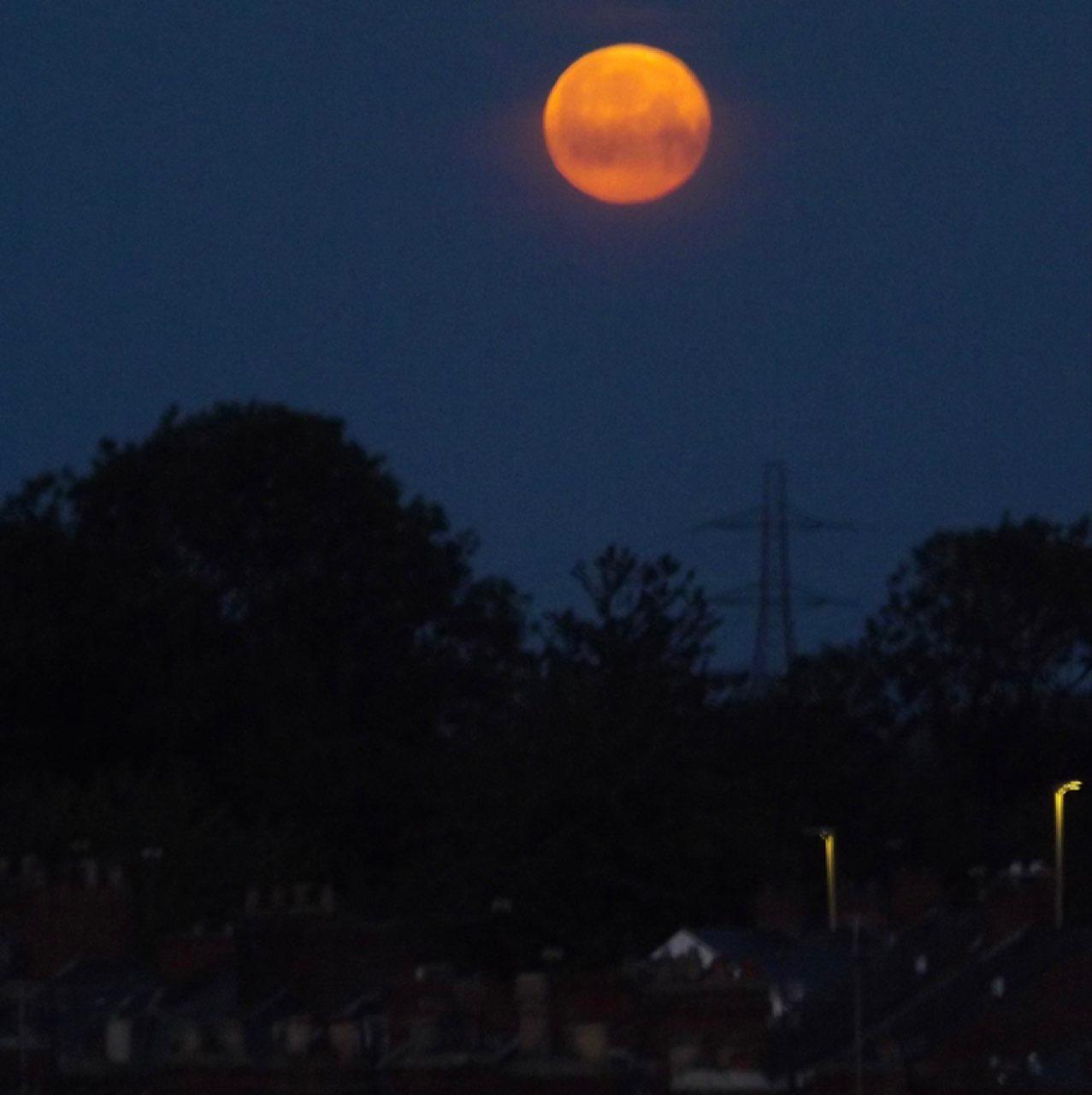 The Moon over South Shields, United Kingdom — full moon, Lunar Day 16