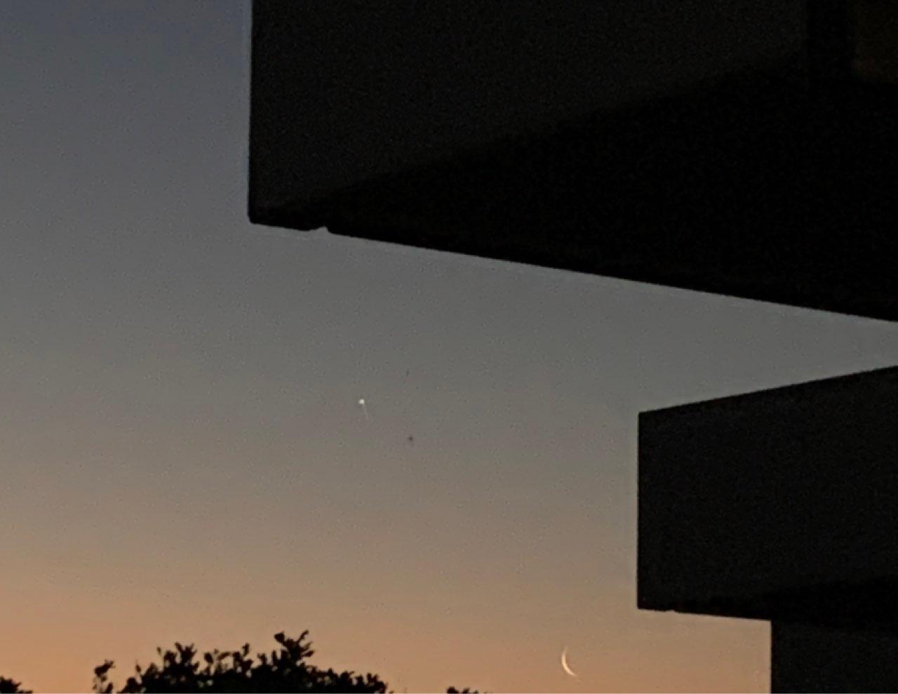 The Moon over Casuarina, Australia — waxing crescent, Lunar Day 3