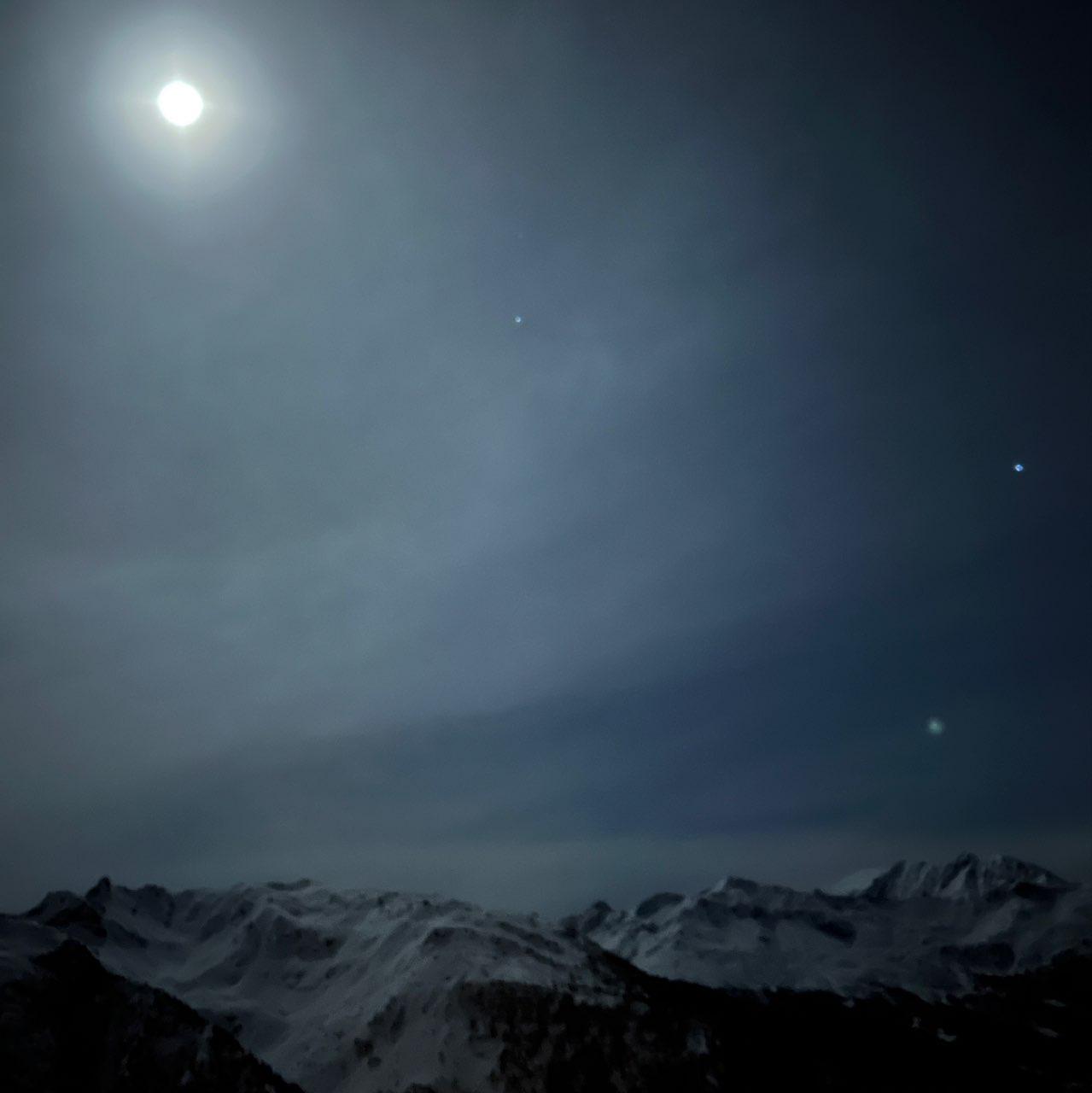The Moon over Montvalezan, France — full moon, Lunar Day 14