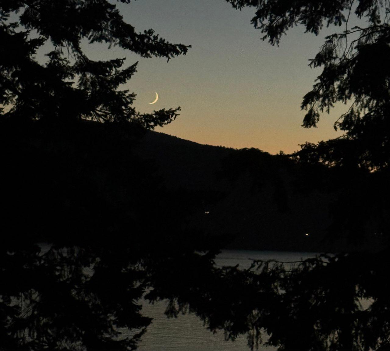 The Moon over Squamish-Lillooet, Canada — waxing crescent, Lunar Day 3
