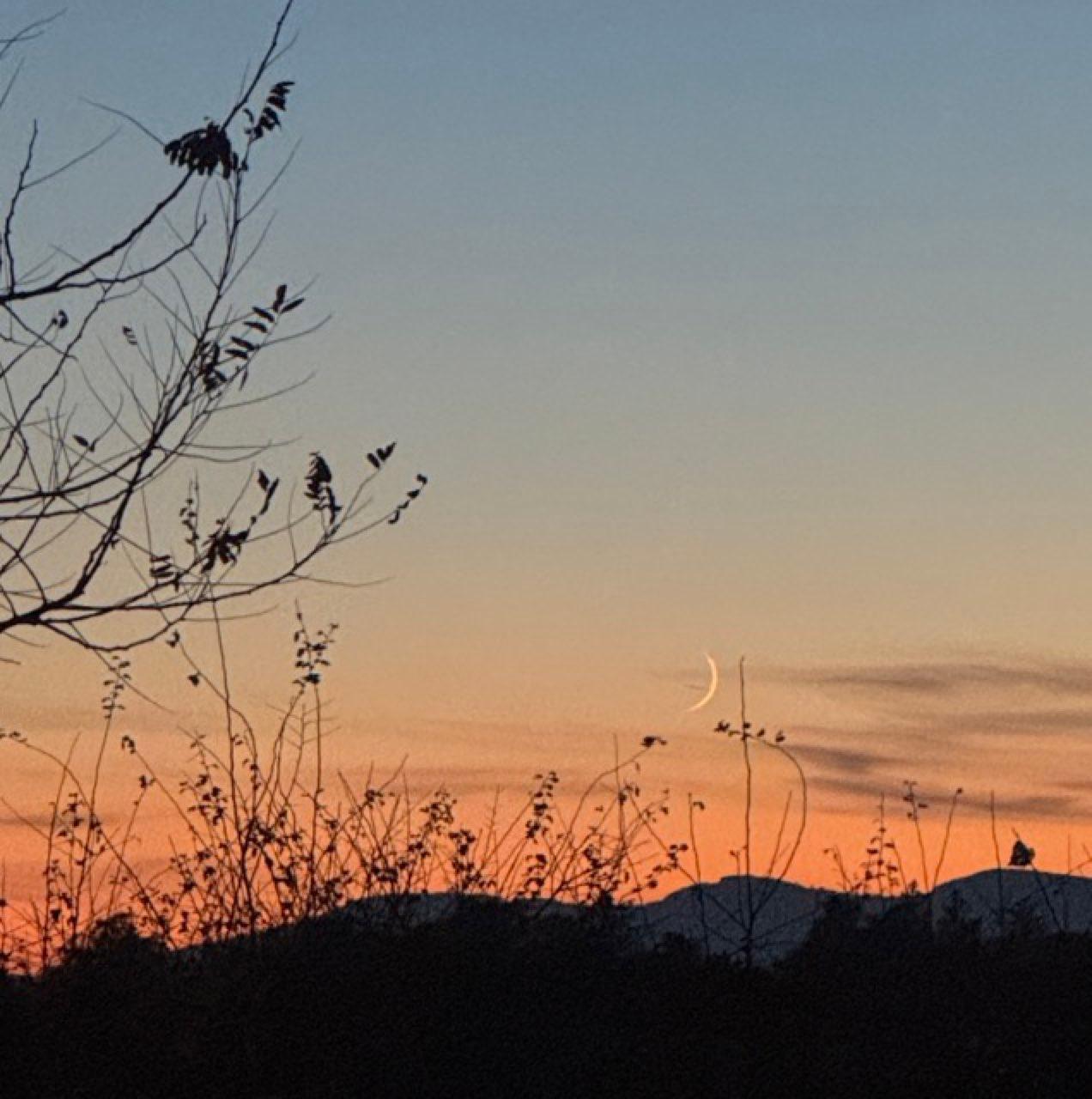 The Moon over Saint-Cyr-au-Mont-d'Or, France — new moon, Lunar Day 3