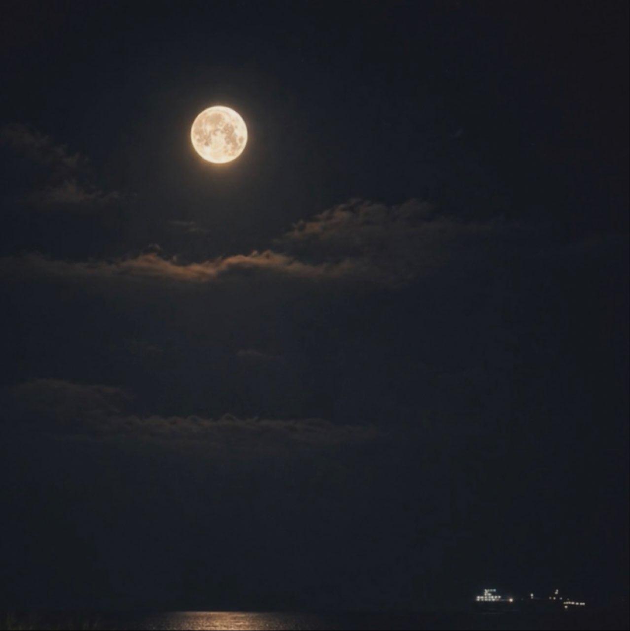 The Moon over Batumi, Georgia — full moon, Lunar Day 15