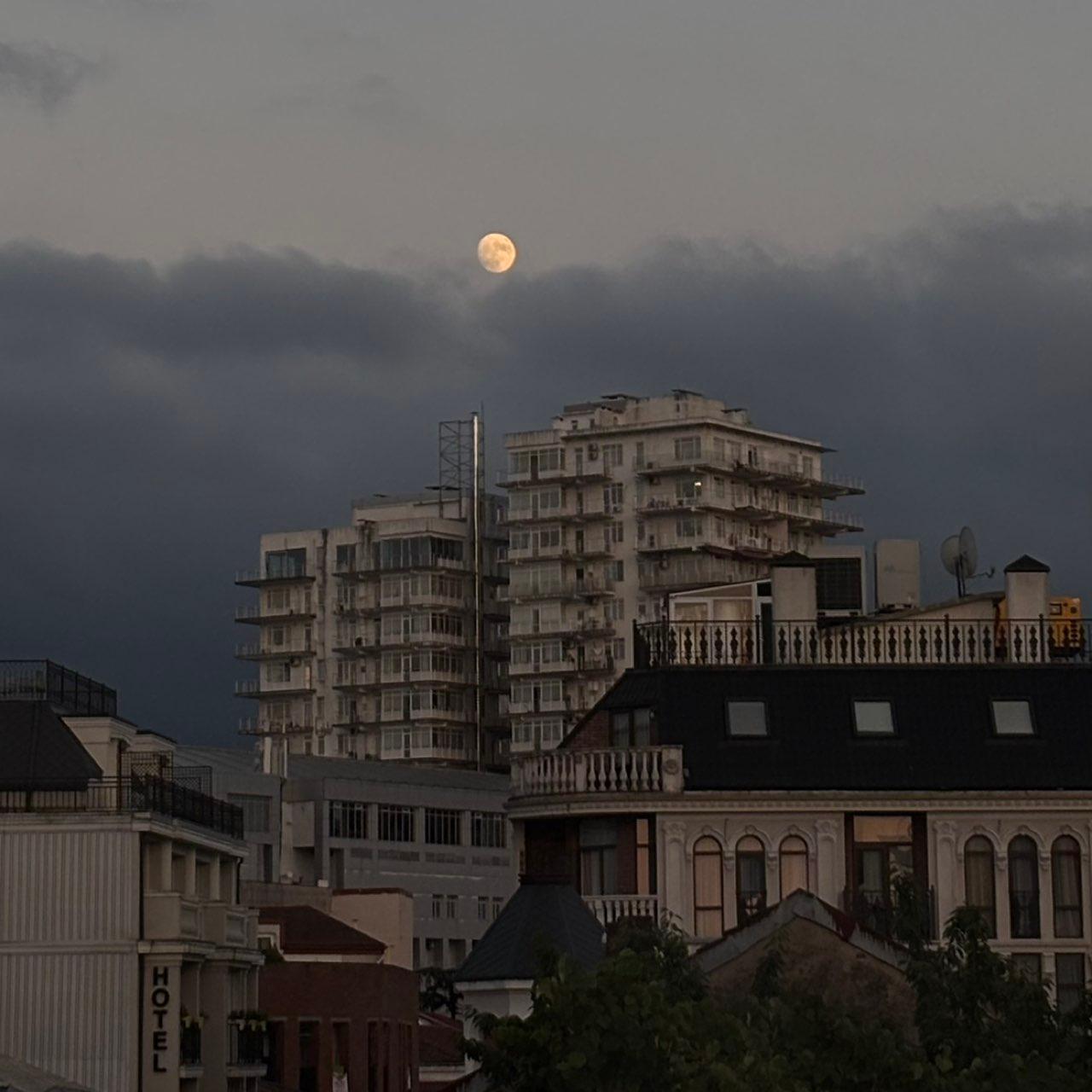 The Moon over Batumi, Georgia — waxing gibbous, Lunar Day 13