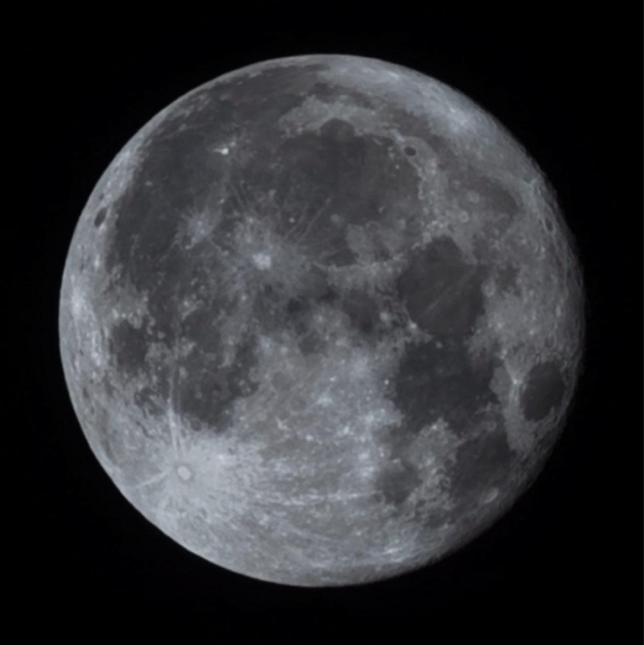 The Moon over Nederland, United States — full moon, Lunar Day 16