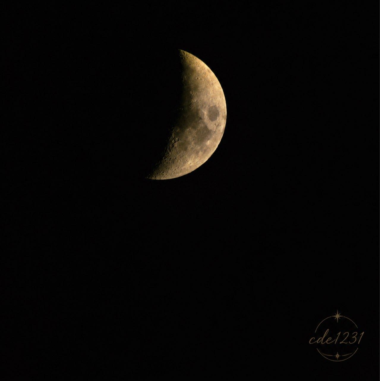 The Moon over Winston-Salem, United States — first quarter, Lunar Day 7