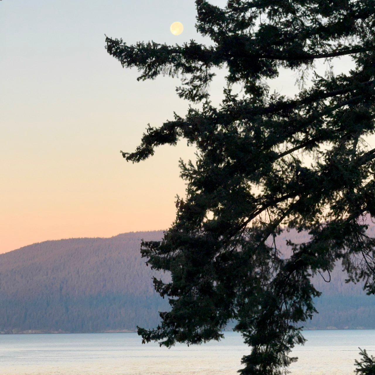 The Moon over Sunshine Coast, Canada — full moon, Lunar Day 16