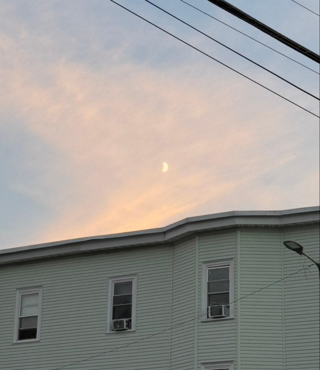 The Moon over Boston, United States — first quarter, Lunar Day 8