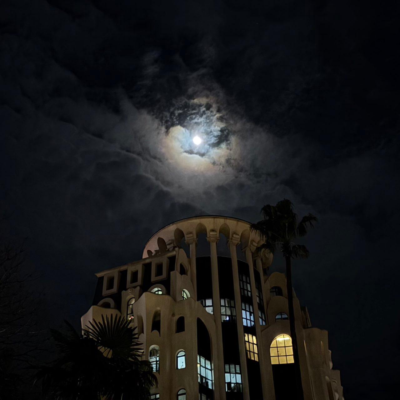 The Moon over Batumi, Georgia — waxing gibbous, Lunar Day 13