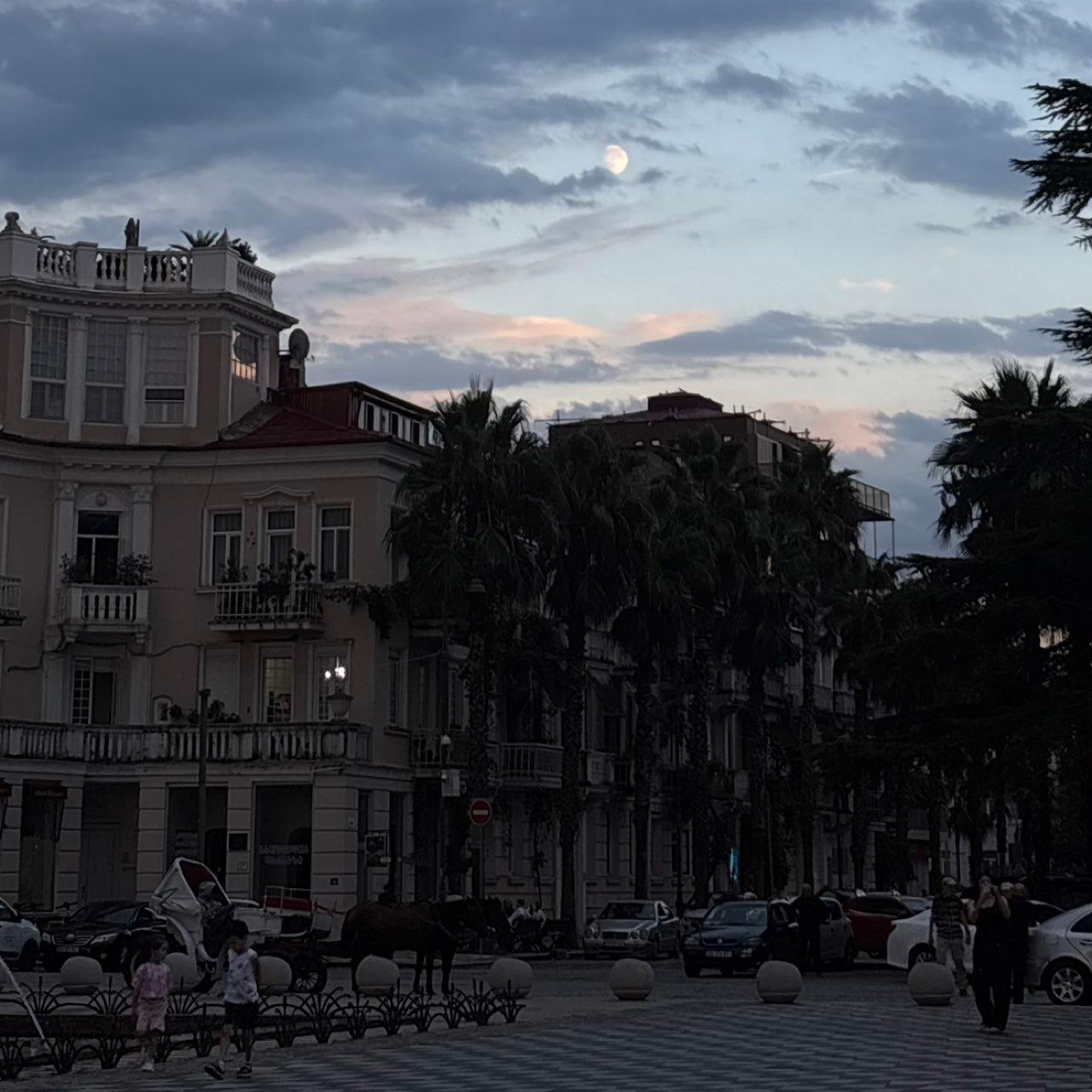 The Moon over Batumi, Georgia — full moon, Lunar Day 16